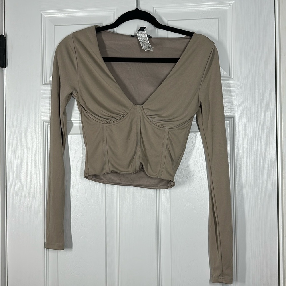 Beige long sleeve top